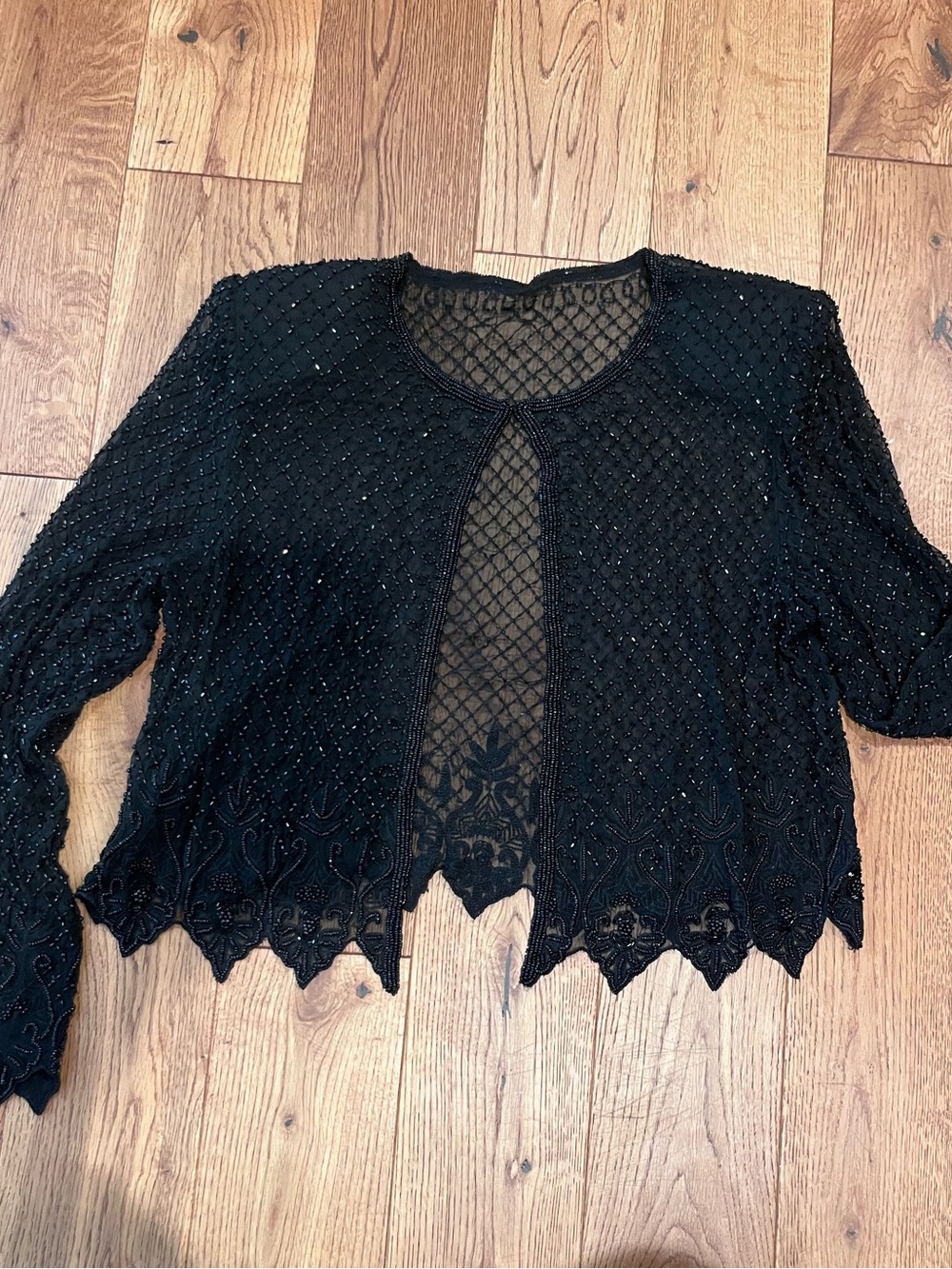 Black Beaded Lace Cropped Cardigan Halloween Formal